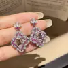 Aretes de Flor de Zirconia Estilo Palacio, Pulsera, Collar, Cadena para Clavícula de Lujo Ligero y de Alta Gama, Juego de Joyería Exquisita de Nicho para Mujeres