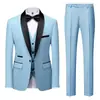 Traje Casual de Negocios Popular para Hombre de Otoño Traje Vestido de Novio para Hombre Traje Delgado + Chaleco + Pantalones para Hombre