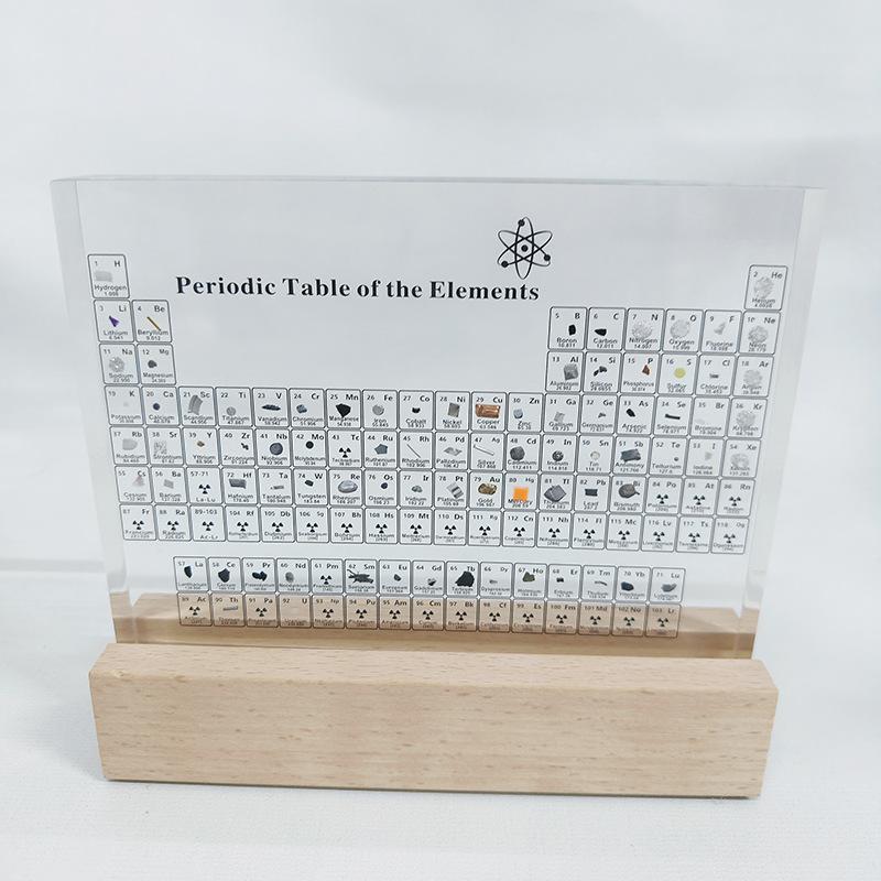 水晶亚克力元素周期表摆件 透明浇铸内埋真实化学元素周期表现货