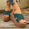 Pantuflas de Suela Gruesa para Mujer Primavera y Verano 2025 Estilo Coreano Nueva Moda Cruzadas con Estampado de Leopardo y Cuadros, Pantuflas de Tacón de Cuña