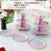 Decoración de Cumpleaños Adornos para Mesa de Postres Exhibidor de Boda Estante de Exhibición Desechable de Tres Niveles Soporte para Pasteles Rejilla para Pasteles