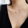 Corrente de pescoço de pérola de camada dupla deslizante em corrente de clavícula curta colar feminino simples e personalizado joias de pescoço coreanas