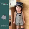 Mameluco con Tirantes Estilo Coreano para Bebé Niño Pequeño Transpirable Rayado para Salir Mono de Verano Ropa Elegante para Bebé