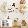 Globos de Cumpleaños para Niños Decoración de Primer Cumpleaños de Bebé Globo Corazón Celebridad de Internet Paquete de Globos de Cumpleaños Crema Decoración