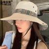 Sombrero de Nuevo Estilo Étnico Sombrero de Montañismo Retro de Verano para Mujer Sombrero de Sol de Ala Ancha para Exteriores Sombrero de Sol Sombrilla Sombrero de Pescador