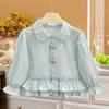 Nueva Camisa de Algodón 100% Estilo Coreano con Lunares y Muñeco de Conejito para Niña Otoño Camisa para Bebé Camisa para Niños Estilo Moderno Ropa para Niños