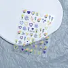 Arte de Unhas Dopamina Adesivos em Relevo Linhas Círculos Tulipas Letras Corações 3D Estilo Japonês Adesivo Fofo