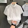 Camisa Polo de Manga Corta para Hombre 2026, Casual de Negocios de Alta Gama, Camiseta Jacquard de Manga Media con Cuello y Solapa, Ropa para Hombre