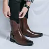 Zapatos de Hombre Transfronterizos Estilo Nuevo Botas Vaqueras Occidentales Zapatos de Caña Alta Hombres Comercio Exterior Puntiagudos Casuales Botas de Cuero Hombres Botas Martin Europeas y Americanas Hombres
