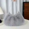 Bolsa Transversal de Pelúcia Transfronteiriça Bolsa de Ombro com Pelo Sintético de Guaxinim Estilo Ins Bolsa de Pelo Tendência Luxo Leve Tendência Estilo Ins