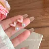 Brincos Coração Rosa Pêssego Pequenos e Doces Elegantes Estilo Coreano para Mulheres Estilo Coreano Simples Coração Versátil Brincos de Pérola de Imitação Brincos