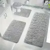 Alfombra de Piso de Terciopelo Coral de Piedra Simple Juego de Cuatro Piezas para Baño Juego de Inodoro Alfombrilla Antideslizante para Puerta Alfombrilla para Pies al por Mayor
