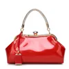 Bolsa Feminina Estilo Coreano 2025 Outono Nova Tendência Bolsa de Mão Feminina Bolsa de Noiva Casamento Couro Brilhante Presilha Bolsa de Ombro Único Transversal