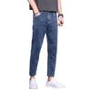 2025 Nuevo Verano Versátil Jeans Azules para Hombre Slim Recto Pantalones Nueve Puntos Marca de Moda Elásticos Pantalones Casuales
