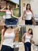 Camisola de Algodão Puro Fina de Verão Roupa Íntima Feminina Roupa Íntima Preta e Branca Slim Fit Tamanho Grande Roupa de Baixo para Usar por Cima