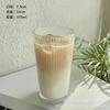 Copo de Café com Padrão Vertical Estilo Ins Doméstico Simples Copo com Canudo e Tampa Copo para Chá com Leite Latte de Aparência Sofisticada Copo de Água