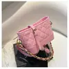 Bolsa Pequena Texturizada Feminina Verão 2023 Nova Moda Romboide Corrente Bolsa de Ombro Versátil Crossbody Bolsa Hobo
