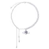 Colar romântico com strass e pérolas roxas, design de nicho, colar elegante, doce e sonhador