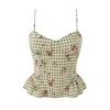 2026 Verano estilo europeo y americano ropa de mujer conjunto de top y falda con estampado de cuadros y flores 7793
