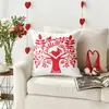Funda de Almohada Roja Transfronteriza para el Día de San Valentín con Letras y Corazones, Almohada Festiva, Cojín para Cabecera, Cojín para Sofá, Dormitorio, Sala de Estar