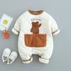 Ropa de invierno de una pieza para bebé, mameluco acolchado grueso y cálido para bebé niño, súper lindo de dibujos animados, ropa acolchada de algodón para otoño e invierno