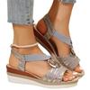 Sandalias de cuña nuevas de talla grande transfronterizas para mujer con hebilla de anillo Sandalias TEUM Explosión deseo