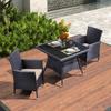 Conjunto de Mesa e Cadeiras de Vime para Pátio, Combinação de Vime para Jardim, Quintal, Ar Livre, À Prova d'Água, Resistente ao Sol, Mesa e Cadeiras de Jantar para Lazer, Vime PE