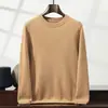 Suéter de Caxemira Engrossado de Fio Duplo Masculino Gola Redonda Camada Base Tricô Cor Pura Tricô Roupa Íntima Tamanho Grande Suéter de Lã Outono e Inverno