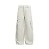 Jeans de Trabajo de Estilo Americano Retro con Múltiples Bolsillos, Corte Curvo, Ajuste Holgado, Pierna Ancha Adelgazante, Pantalones Rectos Desestructurados para Hombres y Mujeres