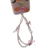 Cadena Colgante para Teléfono Móvil con Colgante para Bolso de Llaves, Cadena Colgante Hecha a Mano con Cuentas, Textura de Perla, Lazo Rosa Dulce y Fresco para Chica de Nicho