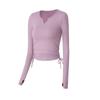 Nuevo Top de Fitness para Mujer Estilo Europeo y Americano 2025, Cuello en V, Sensación de Piel Desnuda, Ajustado, Adelgazante, Cordón, Ropa de Yoga, Manga Larga para Deporte y Running