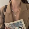 Collar con Colgante de Perla Irregular Barroca Cadena para Suéter de Viajero Europeo y Americano Cadena para Suéter Empalmada Estilo Largo Otoño e Invierno