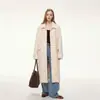 Casaco de lã macio elegante para o inverno de 2026, com pele sintética integrada, para o dia a dia, modelo solto, longo, de abotoamento simples, para mulheres.