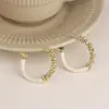 Aguja de Plata S925 Zircón Blanco Costura Completo Diamante Hebilla de Oreja Moda Todo Combina Joyería para Orejas Pendientes de Círculo Sencillos para Mujeres