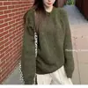 Nuevo Suéter de Punto de Color Sólido Otoño e Invierno con Cuello Redondo Ajustado Estilo Coreano Elegante Versátil Camisa Base para Mujer