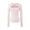Top Sexy para Mujer con Huecos y Giro Delantero de Manga Larga Primavera 2026 Nueva Camiseta Base Ajustada que Ceñe la Cintura