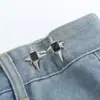 Cinta Modeladora com Botão e Pesponto de Estrela, Textura Destacável de Quatro Pontos, Estilo Novo, Sem Necessidade de Pregos, Ajuste Pequeno ou Grande na Cintura, Metal
