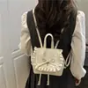 Mochila de Viagem com Laço Feminina 2025 Verão Nova Moda Casual Mochila Escolar Estudante Universitário Deslocamento Mochila de Mão