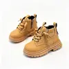 Botas Martin de Bebê Outono e Inverno Aveludadas Engrossadas Botinhas Amarelas Infantis Sapatos de Menino Solado Macio Botas Individuais Sapatos Infantis Botas Curtas