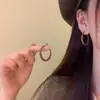 Brincos Argola Yadan Style Melad Lisos com Pingente Gota de Óleo para Mulheres Brincos de Círculo da Moda Brincos Pequenos Hot Girl para Afinar o Rosto