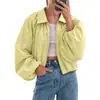 2026 Amazon Europeo y Americano Comercio Exterior Transfronterizo Otoño Nuevo Estilo Cuello Solapa Mangas Abullonadas Cremallera Chaqueta Corta Abrigo de Mujer