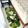 Alfombra Irregular Color Verde Musgo para Sala de Estar, Manta para Mesa de Café, Felpudo Grueso de Felpa para Dormitorio, Alfombrilla Absorbente para Baño