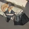 2026 Moda Europea y Americana Nueva Sexy con Cordones Rayado Traje de Baño de Tres Piezas Bikini Comercio Transfronterizo Comercio Exterior