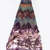 Tejido de Malla con Encaje de Alta Resistencia con Lentejuelas Pequeñas de Colores y Bordado para Vestidos y Ropa de Mujer, Disponible en Múltiples Colores