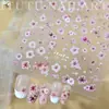 Adesivos de Unha com Flores Secas Simuladas, Populares no Xiaohongshu, Pétalas Florais de Primavera, Decalques de Unha em Relevo Florais Estilo Japonês