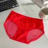 Panty de Encaje Hongxuan de Seda Hielo para Mujer con Refuerzo de Algodón, Malla Transparente, Plisado de Color Contrastante, Braguita de Encaje Puro para Mujer