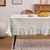 Mantel Rayado Teñido en Hilo Verde Salvia Transpirable Tela Decorativa para Mesa de Comedor
