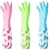 Guantes para Lavar Platos Látex de Caucho Lavandería Impermeables Plástico Caucho Tareas Domésticas Duraderos Invierno Terciopelo No Terciopelo