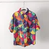 Camisa Japonesa Masculina de Manga Curta para o Verão Ins Retro Desenho Animado Animal Estampa de Personalidade Streetwear Coreana Solta Blusa Tendência