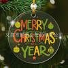 Amazon Personalizado Navidad Colgante Acrílico HD Impresión UV Emblema en Blanco Diseño Etiqueta Decoración Regalo